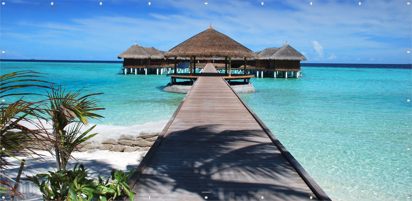 Outdoor Bild Banner Außen Gartenposter wetterfest 370x180 cm Karibik Meer
