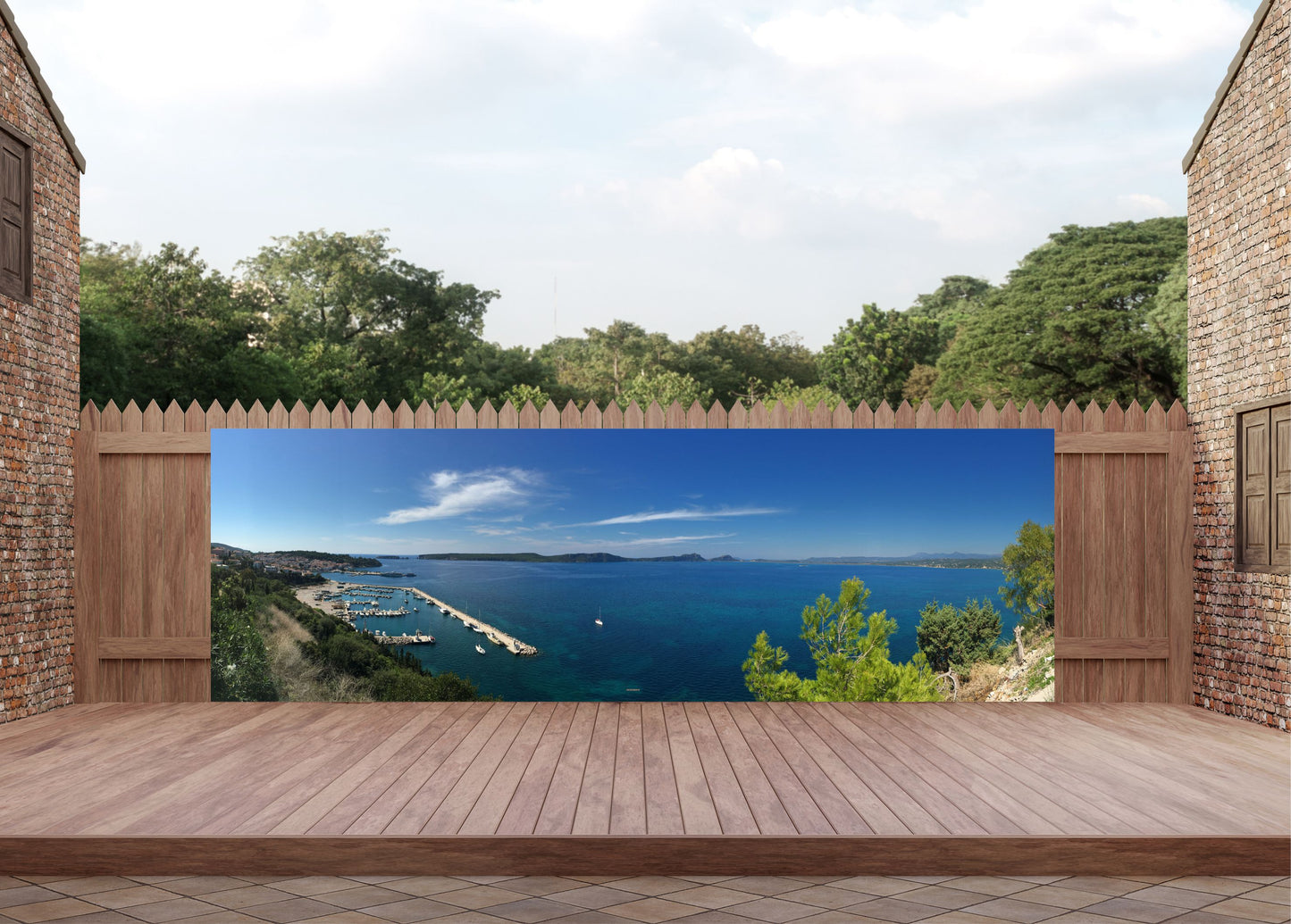 Outdoor Bild Banner Außen Gartenposter wetterfest 560x180 Insel Meer Aussicht