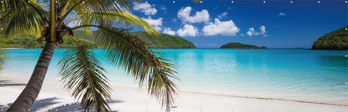 Outdoor Bild Banner Außen Gartenposter wetterfest 560x180 Palme Strand Meer