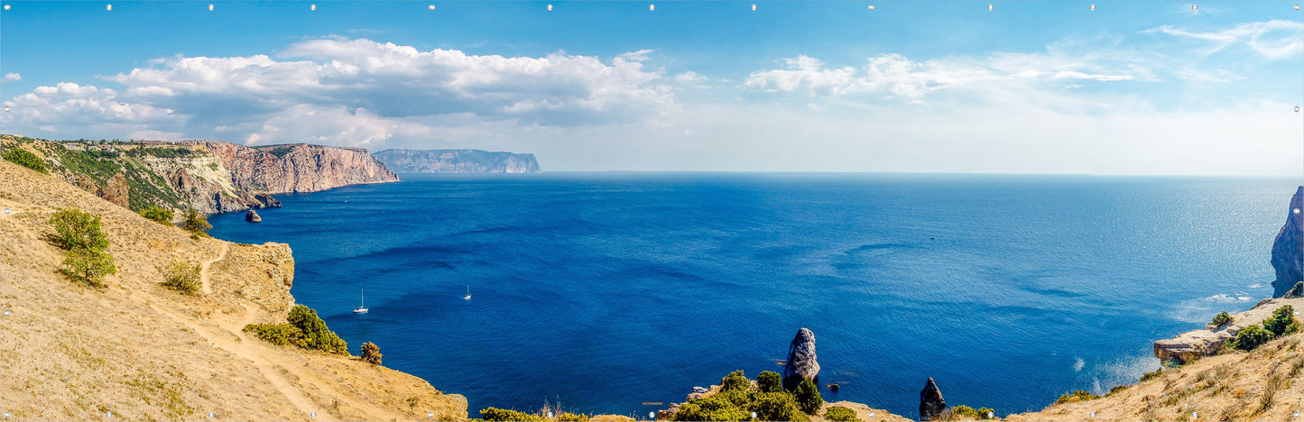 Outdoor Bild Banner Außen Gartenposter wetterfest 560x180 Berg Aussicht Meer