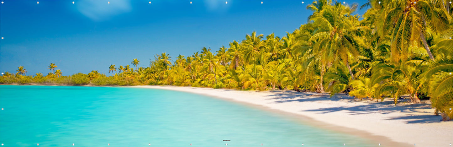 Outdoor Bild Banner Außen Gartenposter wetterfest 560x180 Palmenstrand Insel Meer