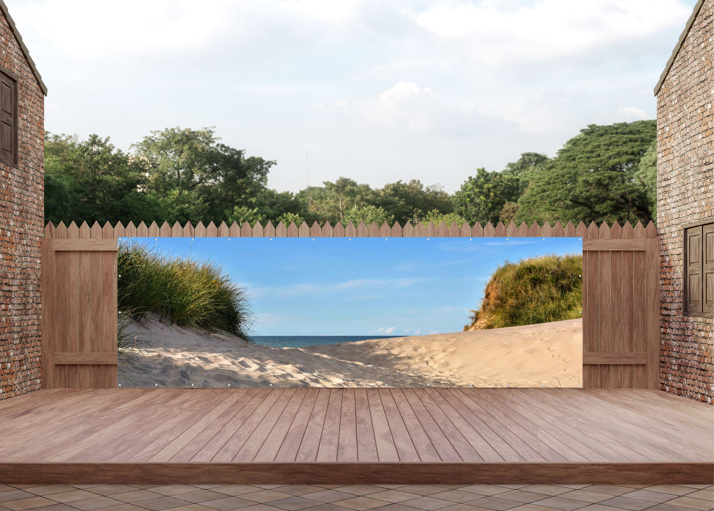 Outdoor Bild Banner Außen Gartenposter wetterfest 560x180 Dünen Natur Meer