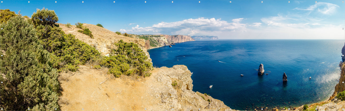 Outdoor Bild Banner Außen Gartenposter wetterfest 560x180 Felsenküste Aussicht