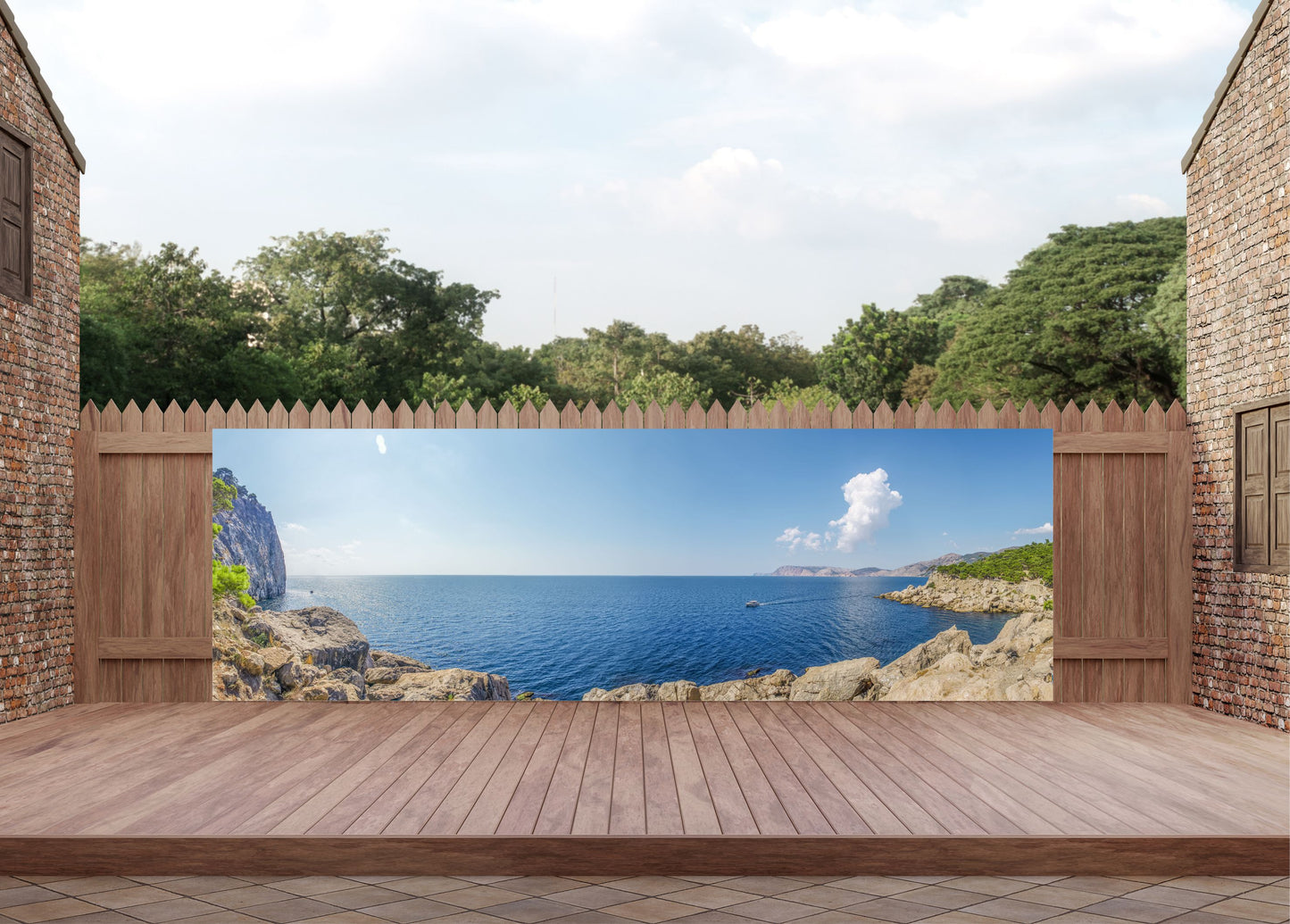 Outdoor Bild Banner Außen Gartenposter wetterfest 560x180 Küste Meer Aussicht