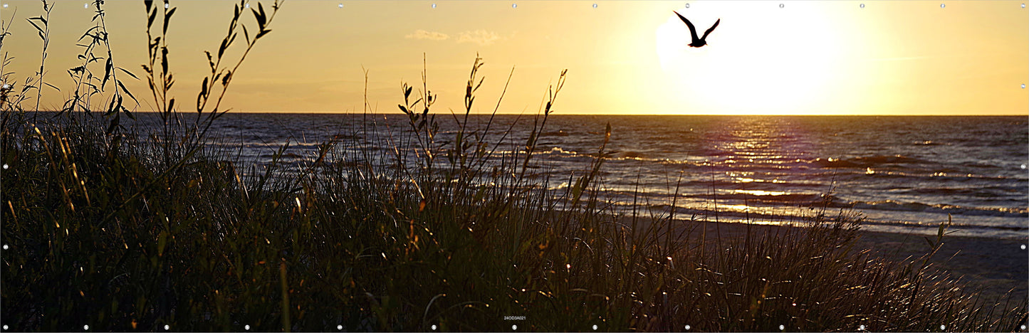 Outdoor Bild Banner Außen Gartenposter wetterfest 560x180cm Abend Landschaft Meer