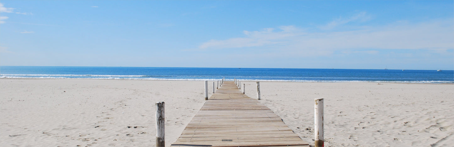Outdoor Bild Banner Außen Gartenposter wetterfest 560x180 Holzpfad Meer Strand