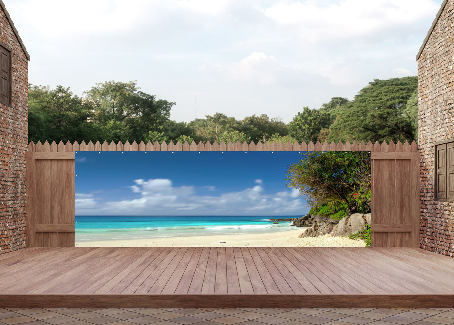 Outdoor Bild Banner Außen Gartenposter wetterfest 560x180 Insel Meer Strand