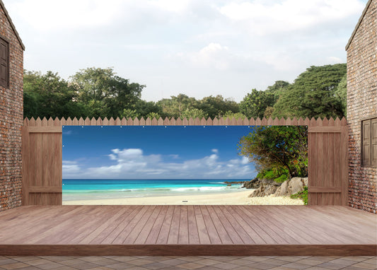 Outdoor Bild Banner Außen Gartenposter wetterfest 560x180 Insel Meer Strand
