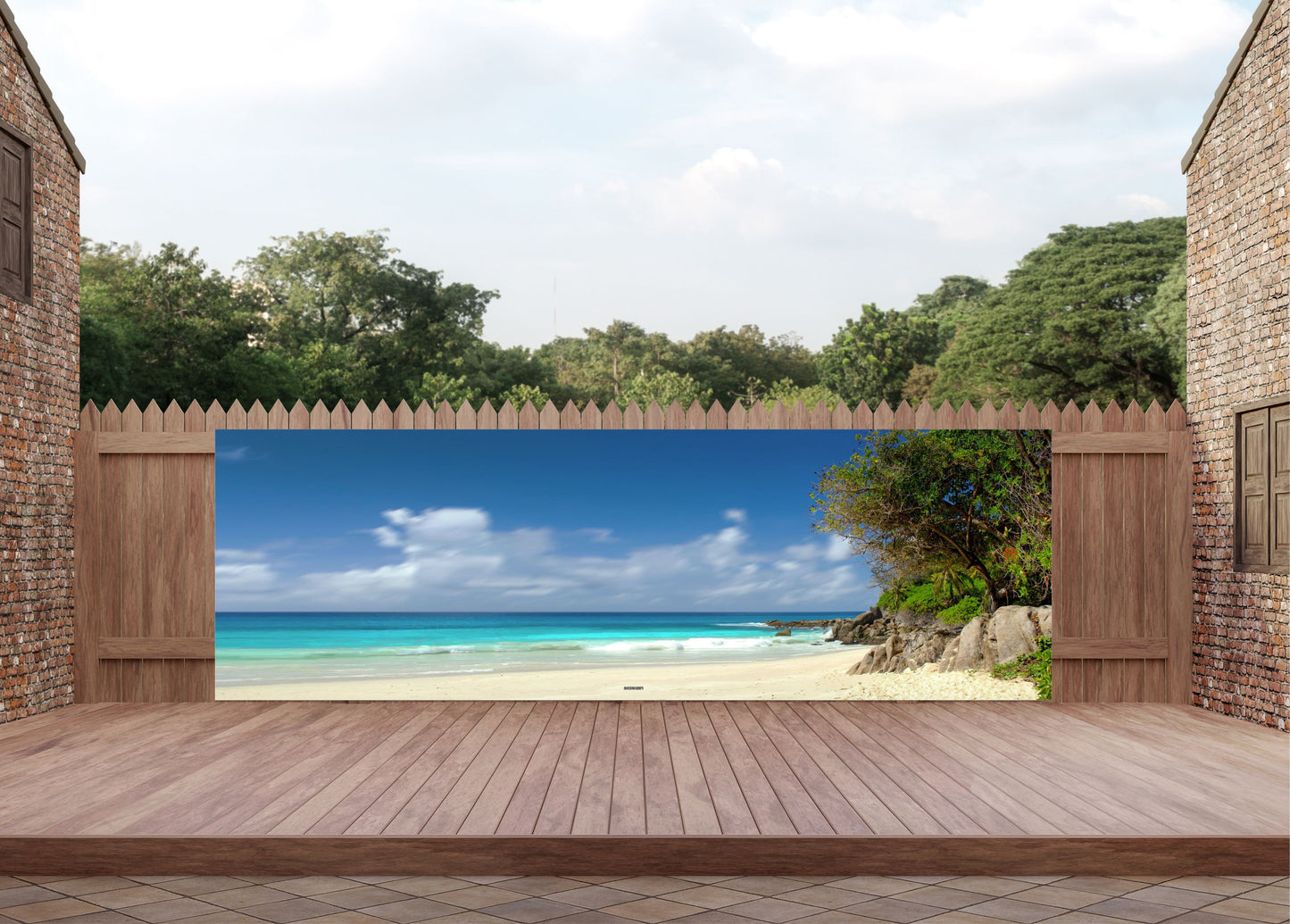 Outdoor Bild Banner Außen Gartenposter wetterfest 560x180 Insel Meer Strand
