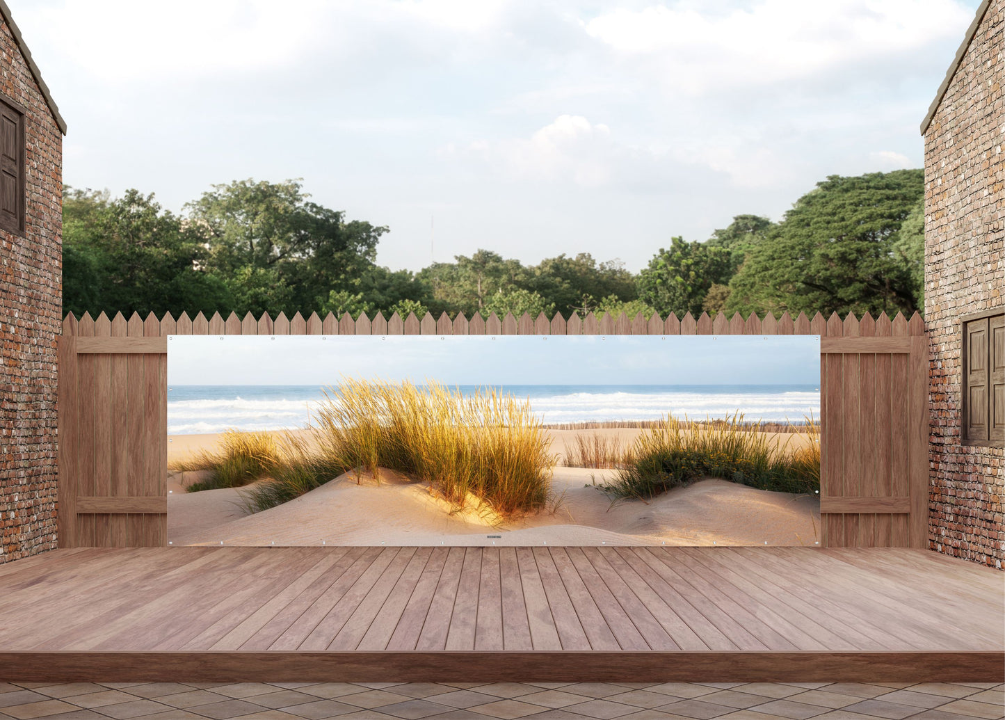 Outdoor Bild Banner Außen Gartenposter wetterfest 560x180 Naturstrand Meer Dünen