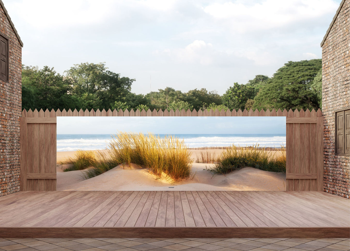 Outdoor Bild Banner Außen Gartenposter wetterfest 560x180 Naturstrand Meer Dünen