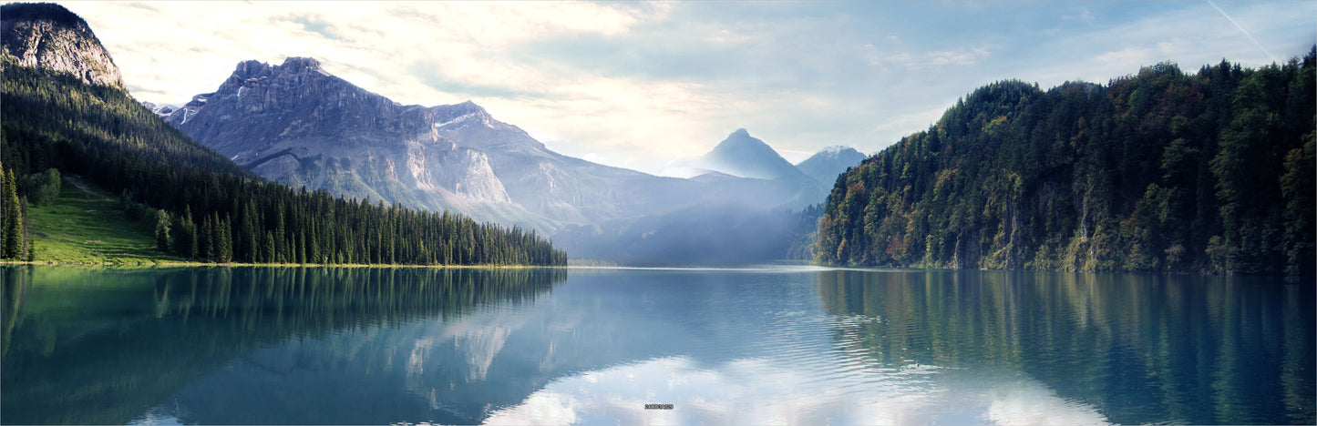 Outdoor Bild Banner Außen Gartenposter wetterfest 560x180 See Berge Natur