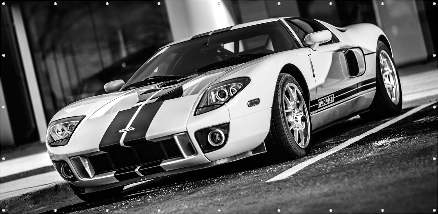 OUTDOOR BILD BANNER GARTENPOSTER WETTERFEST 370x180 AUTO FORD GT SPORTWAGEN