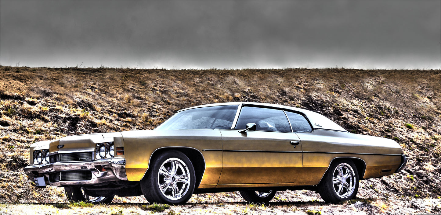 OUTDOOR BILD BANNER GARTENPOSTER WETTERFEST 370x180 AUTO CHEVROLET US CAR