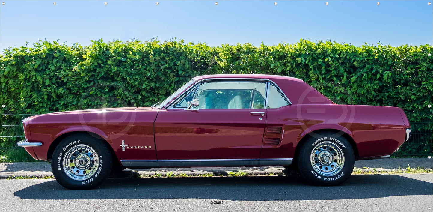 OUTDOOR BILD BANNER GARTENPOSTER WETTERFEST 370x180 AUTO FORD MUSTANG