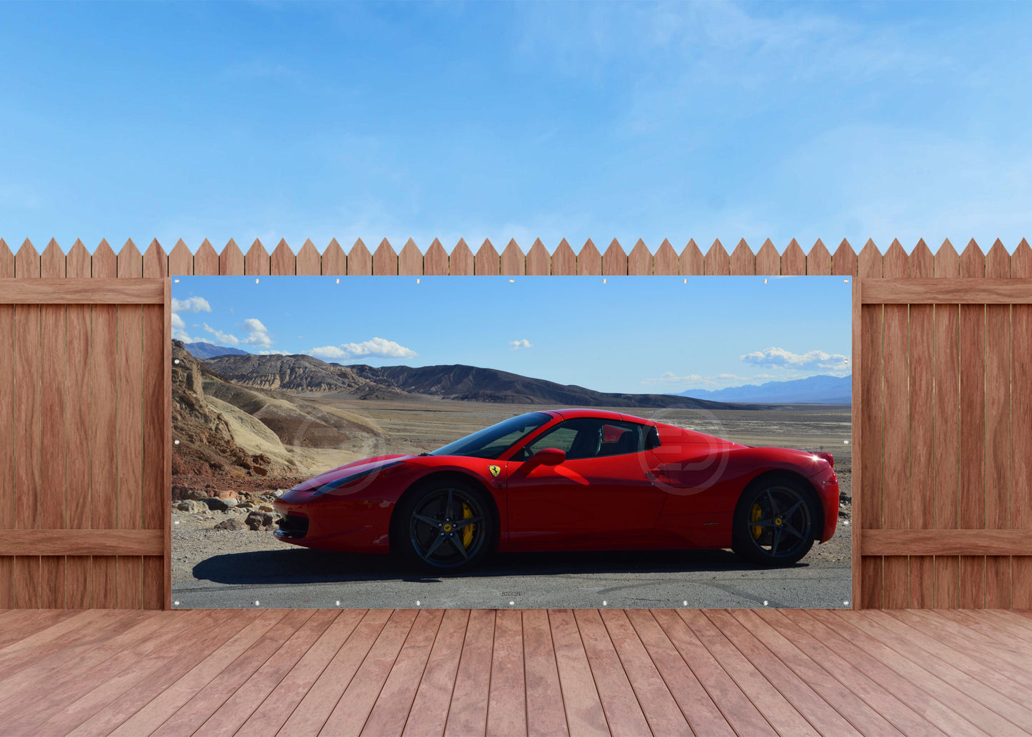 OUTDOOR BILD BANNER GARTENPOSTER WETTERFEST 370x180 AUTO FERRARI ENZO