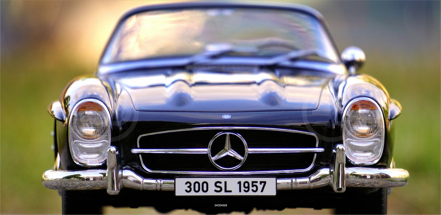 OUTDOOR BILD BANNER GARTENPOSTER WETTERFEST 370x180 AUTO MERCEDES SL OLDTIMER