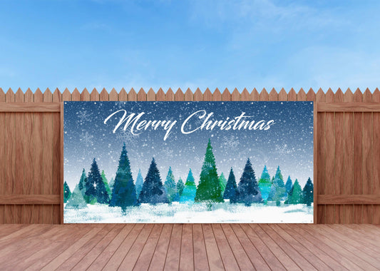 Outdoor Bild Banner Außen Gartenposter wetterfest 370x180 Merry Christmas Weihnachten