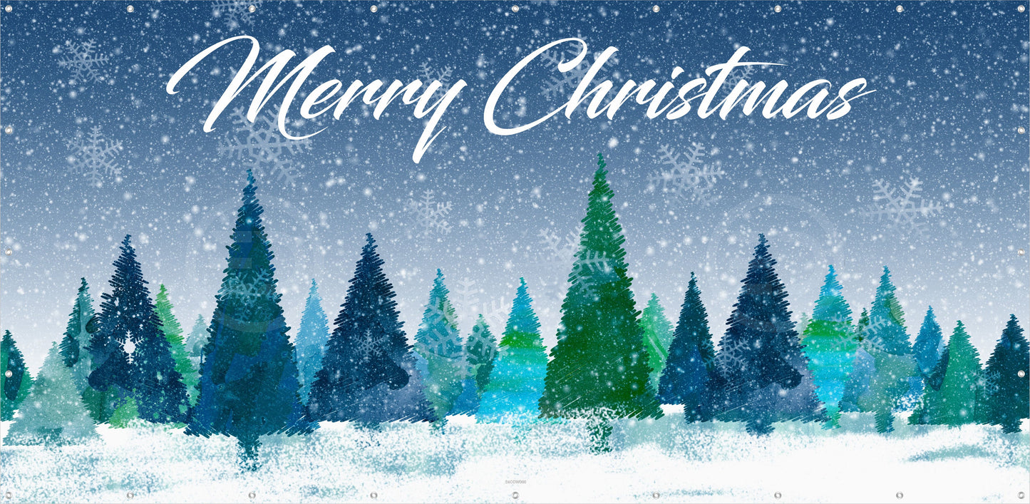 Outdoor Bild Banner Außen Gartenposter wetterfest 370x180 Weihnachten Tannen Text