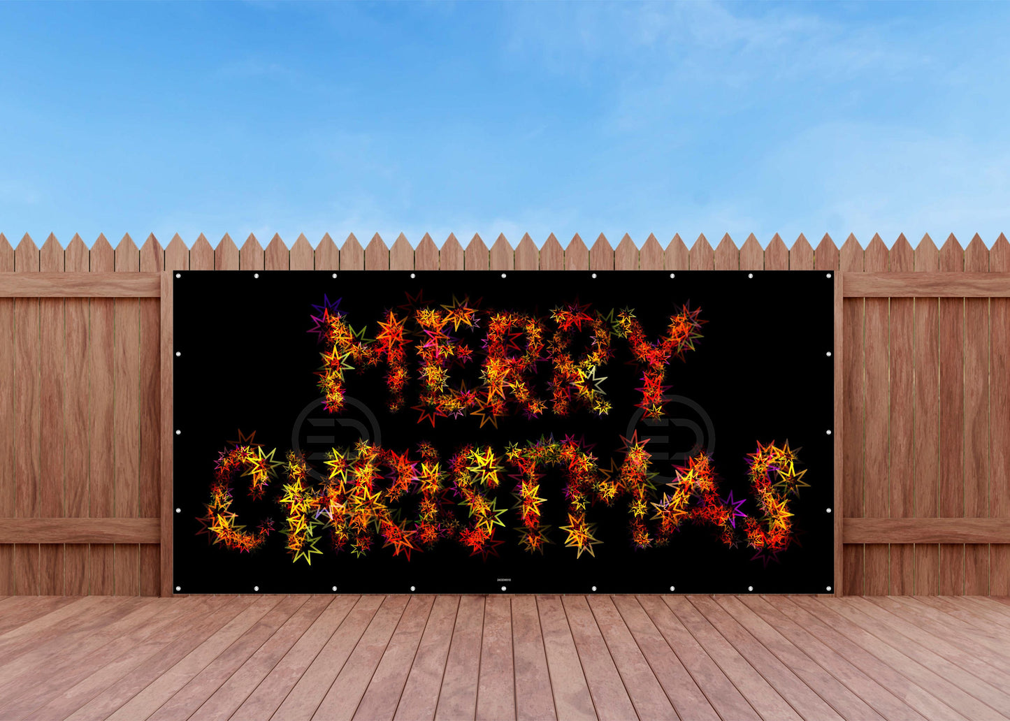 Outdoor Bild Banner Außen Gartenposter wetterfest 370x180 Weihnachten Sterne Text
