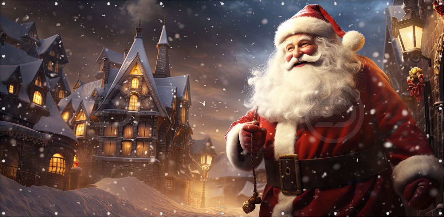 Outdoor Bild Banner Außen Gartenposter wetterfest 370x180 cm Weihnachten Weihnachtsmann