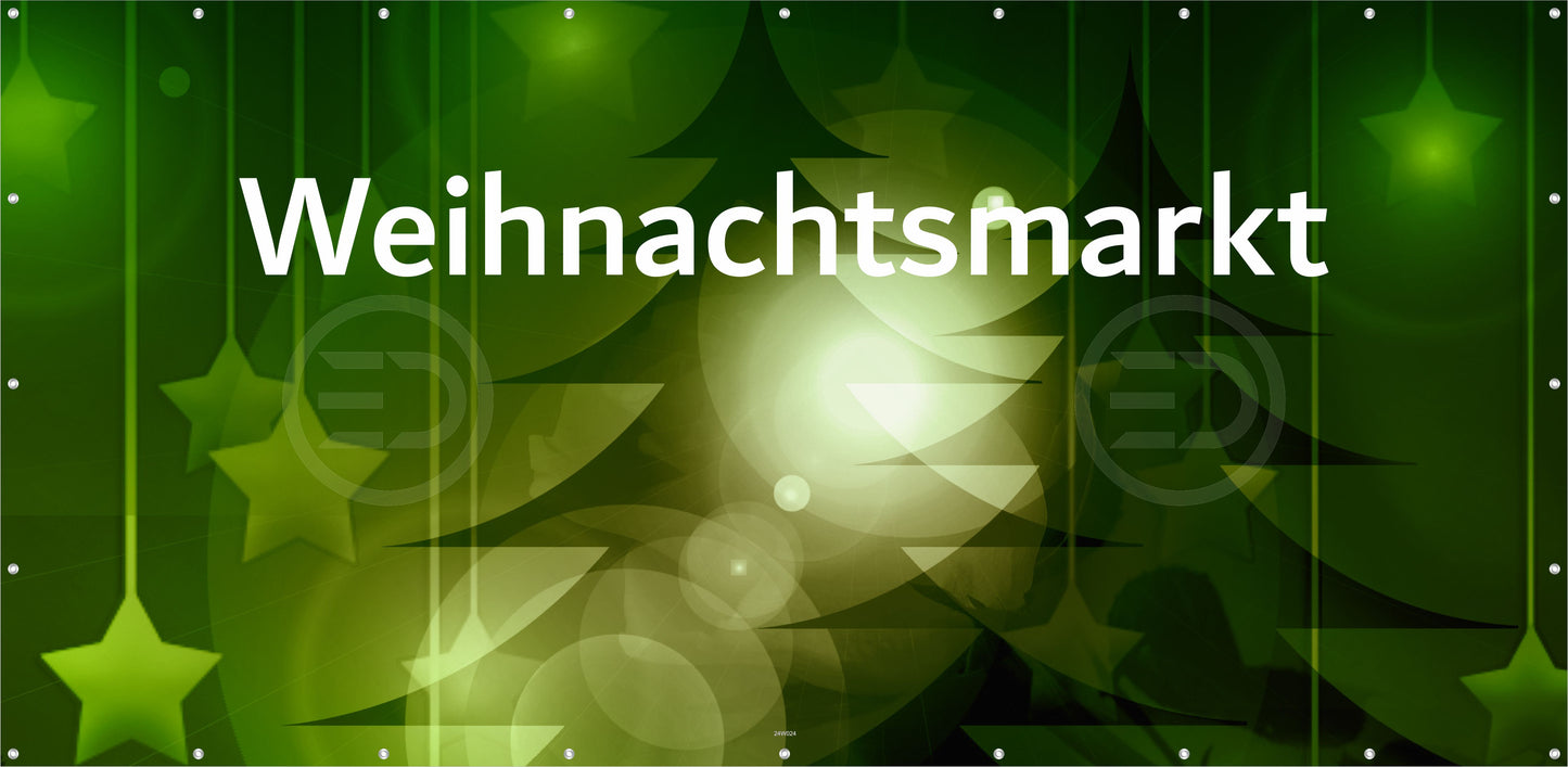 Outdoor Bild Banner Außen Gartenposter wetterfest 370x180 cm Weihnachten Tannen Grün