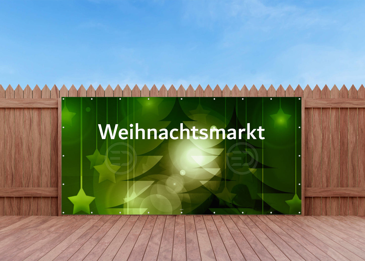 Outdoor Bild Banner Außen Gartenposter wetterfest 370x180 cm Weihnachten Tannen Grün