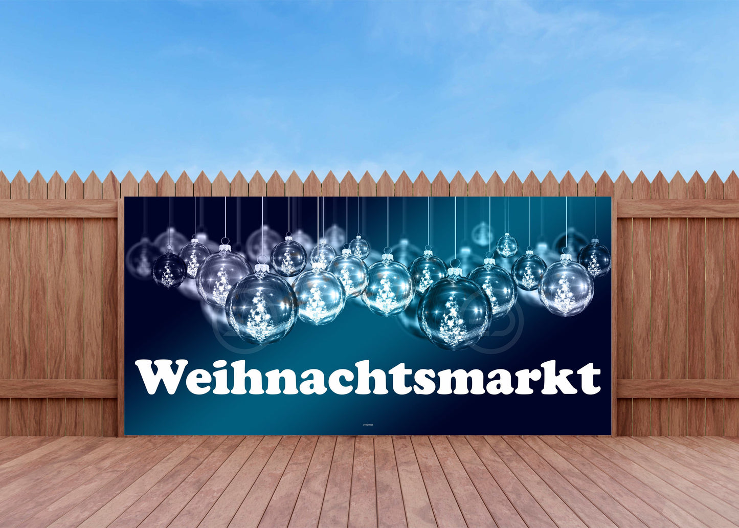 Outdoor Bild Banner Außen Gartenposter wetterfest 370x180 cm Weihnachten Baumkugeln