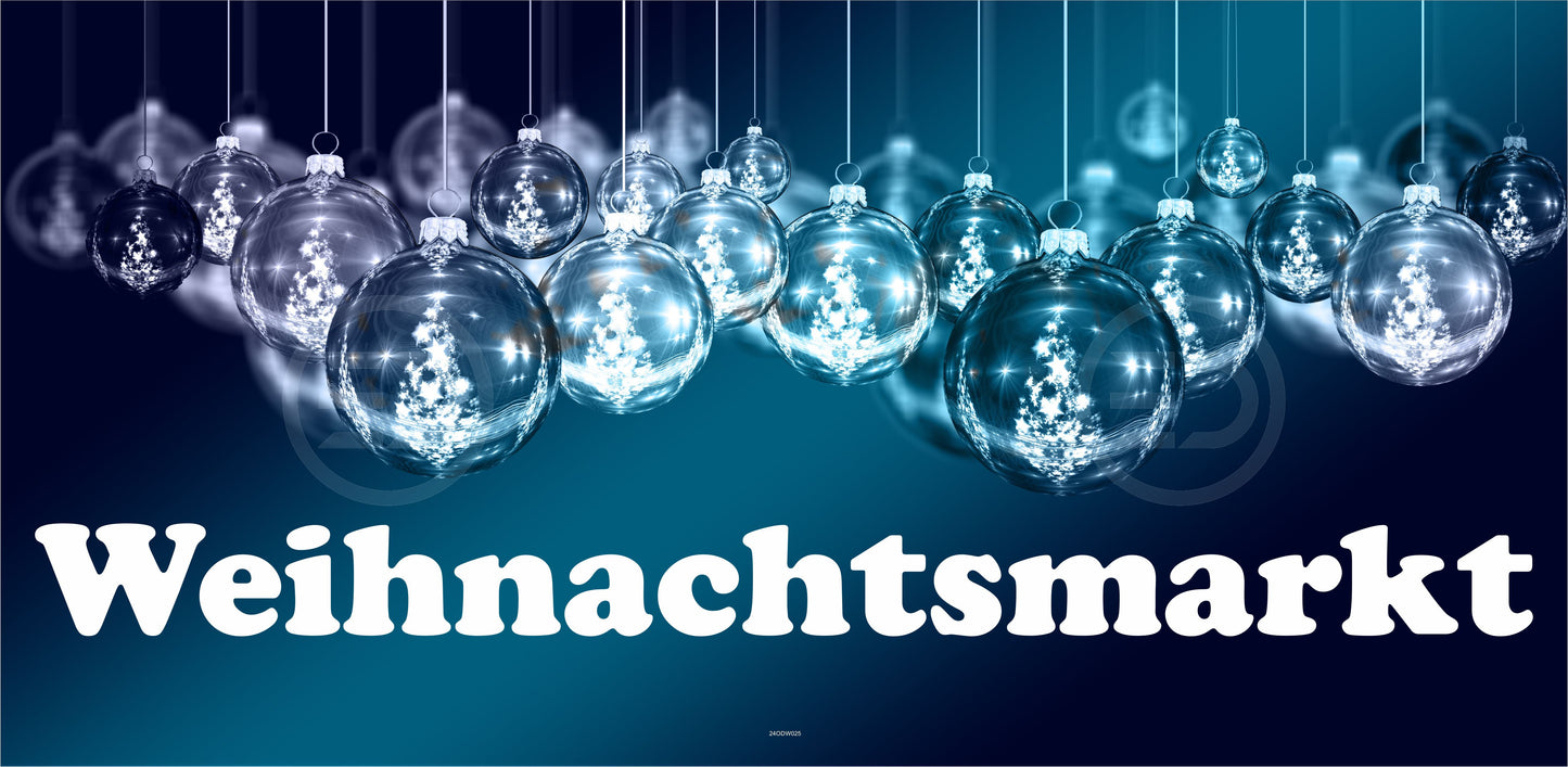 Outdoor Bild Banner Außen Gartenposter wetterfest 370x180 cm Weihnachten Baumkugeln