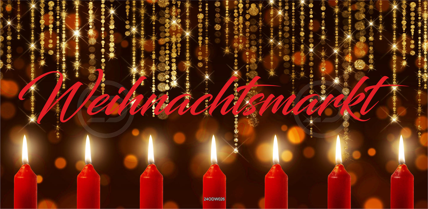 Outdoor Bild Banner Außen Gartenposter wetterfest 370x180 cm Weihnachten Kerzen Text