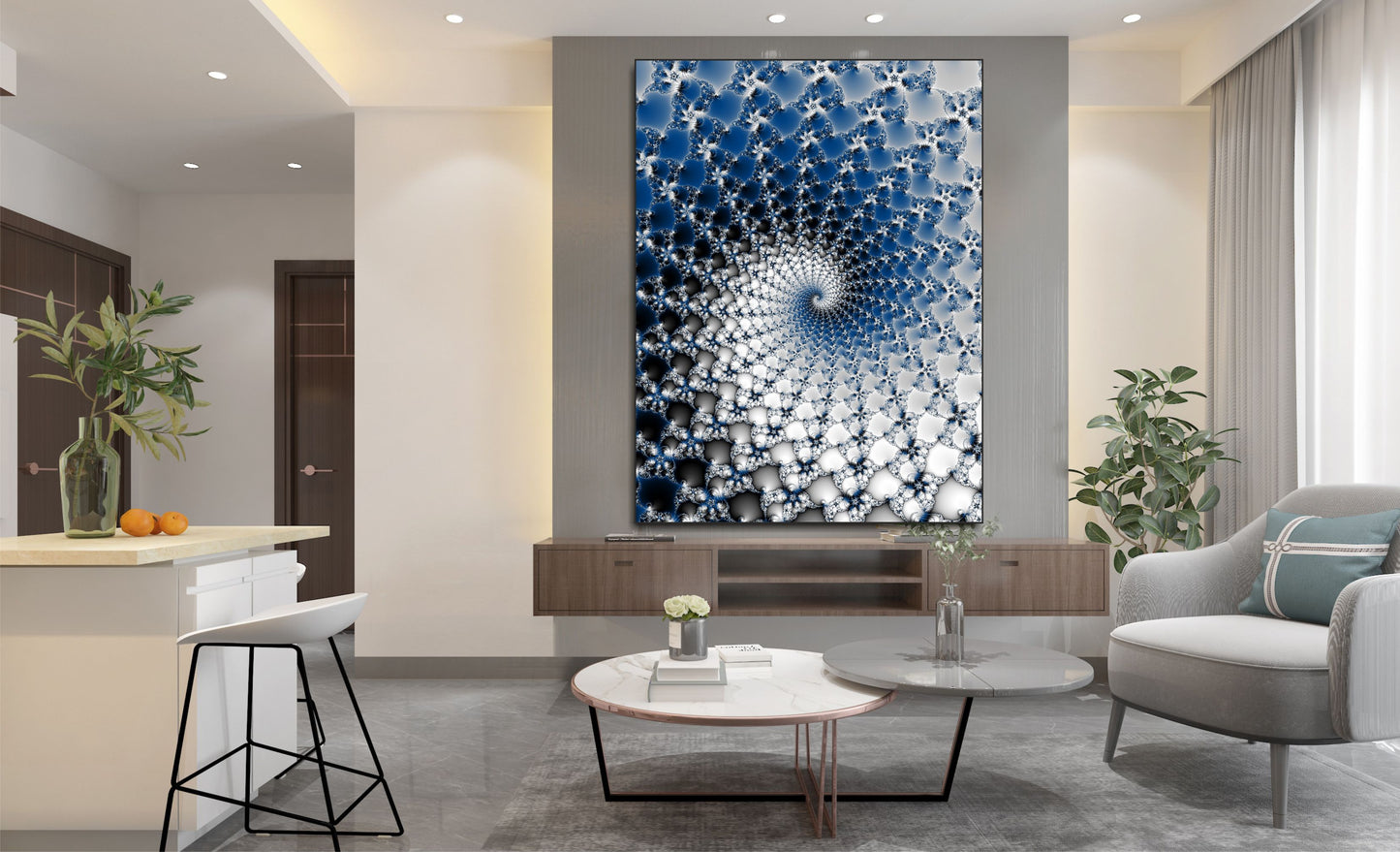 WANDBILD MIT RAHMEN 150x200 ABSTRAKT BILDER XXL WOHNZIMMER SPIRALE DIGITAL