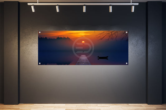 MEER WANDBILD POSTER DEKO  BILDER XXL 160x60 NATUR SEE STEG NACHT BOOT