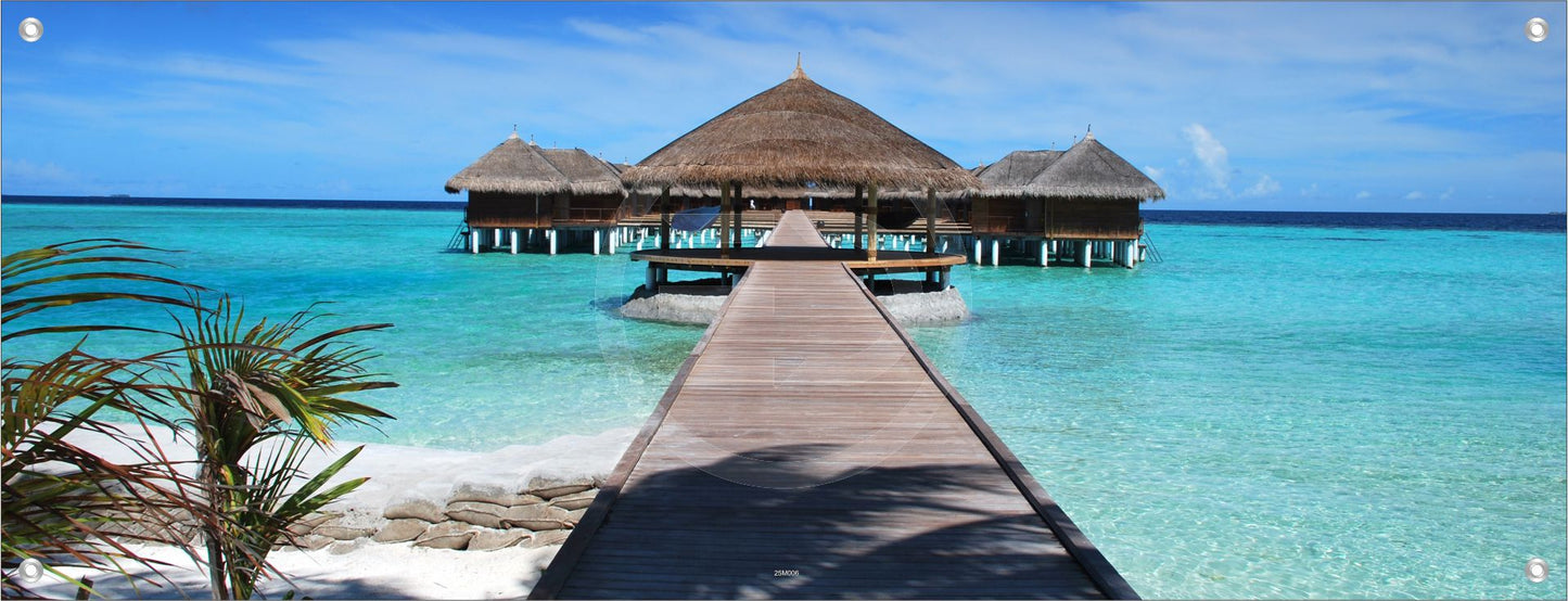 MEER WANDBILD POSTER DEKO BILDER XXL 160x60 TROPISCHER STRAND HÄUSER