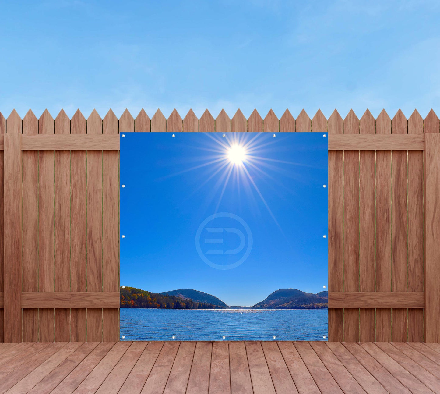 Outdoor Bild Banner Außen Gartenposter Wetterfest 180x180 Landschaft Meer Sonne