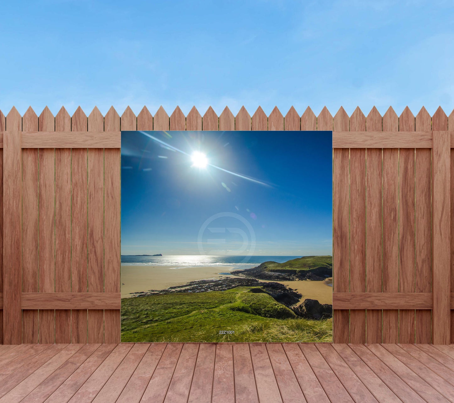 Outdoor Bild Banner Außen Gartenposter Wetterfest 180x180 Meer Landschaft Sonne