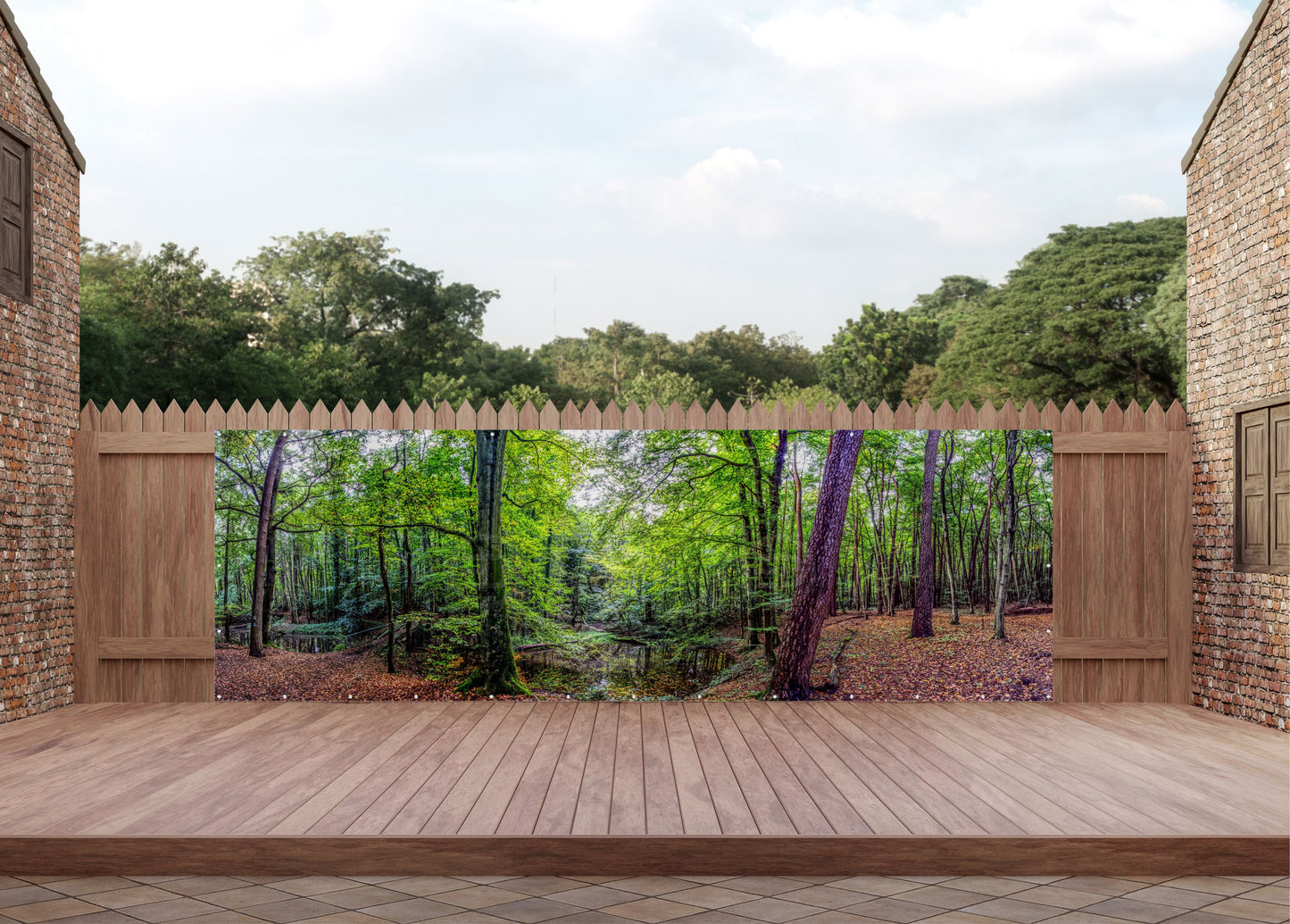 Outdoor Bild Banner Außen Gartenposter wetterfest 560x180 Landschaft Wald Natur