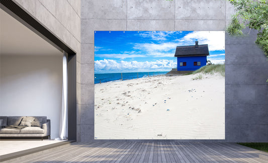 Outdoor Bild Banner Außen Gartenposter wetterfest XXL 300x250 Meer Strand Haus