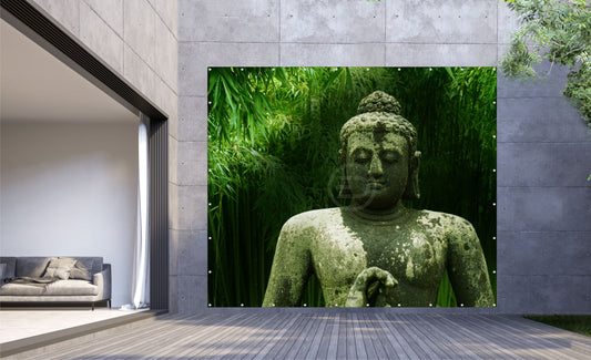 Outdoor Bild Banner Außen Gartenposter wetterfest XXL 300x250 Natur Buddha Wald