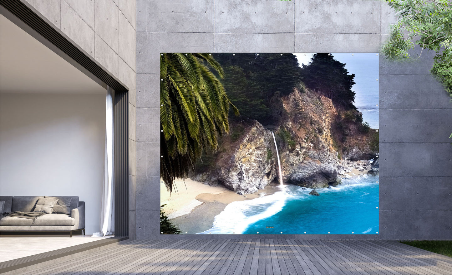 Outdoor Bild Banner Außen Gartenposter wetterfest XXL 300x250 Meer Felsen Bucht