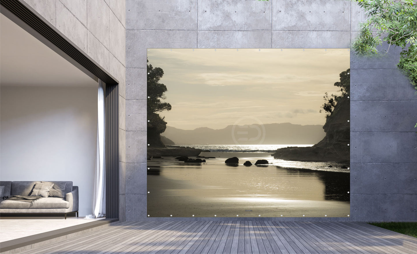Outdoor Bild Banner Außen Gartenposter wetterfest XXL 300x250 Natur Meer Abend