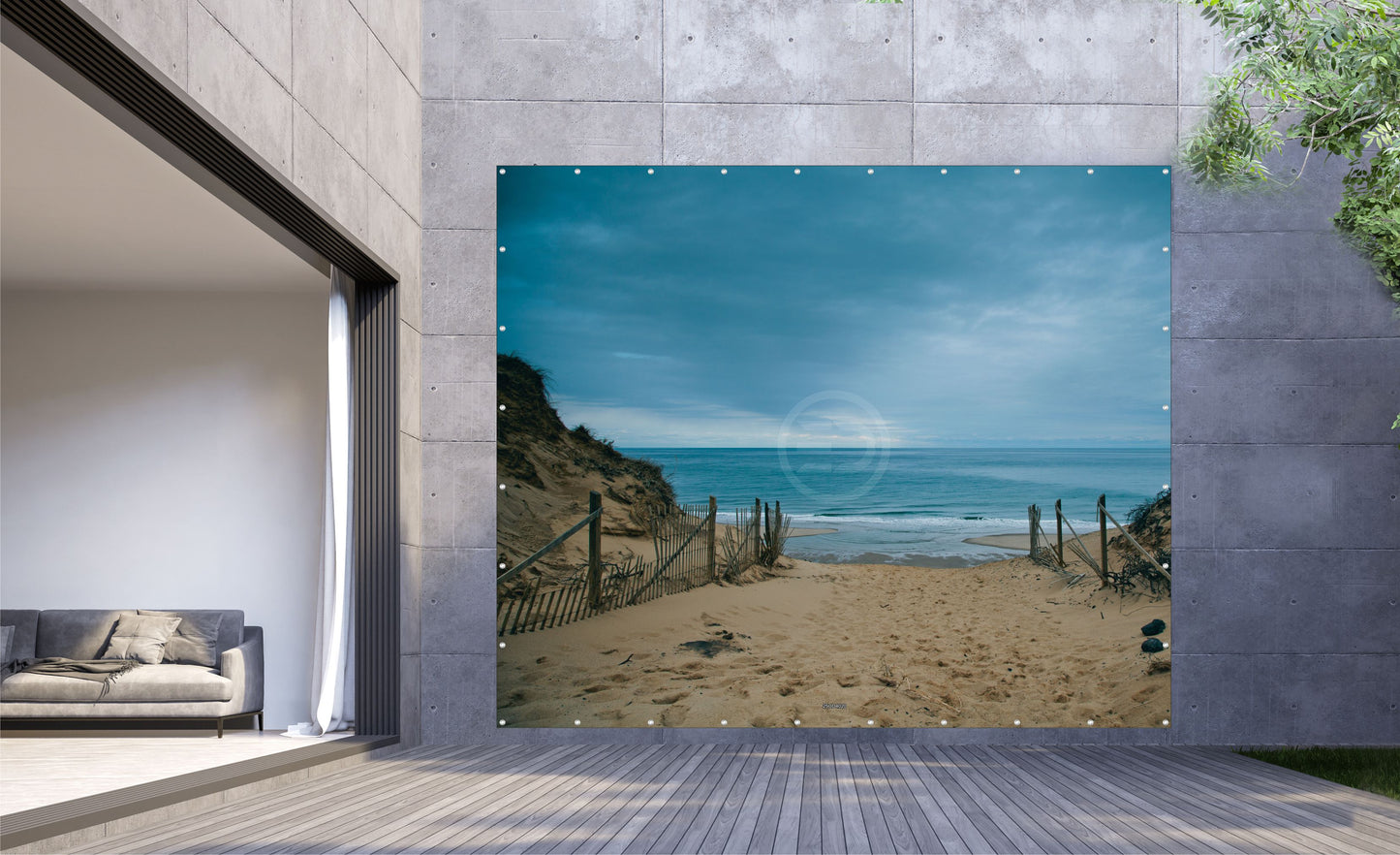 Outdoor Bild Banner Außen Gartenposter wetterfest 300x250cm Meer Natur Dünen