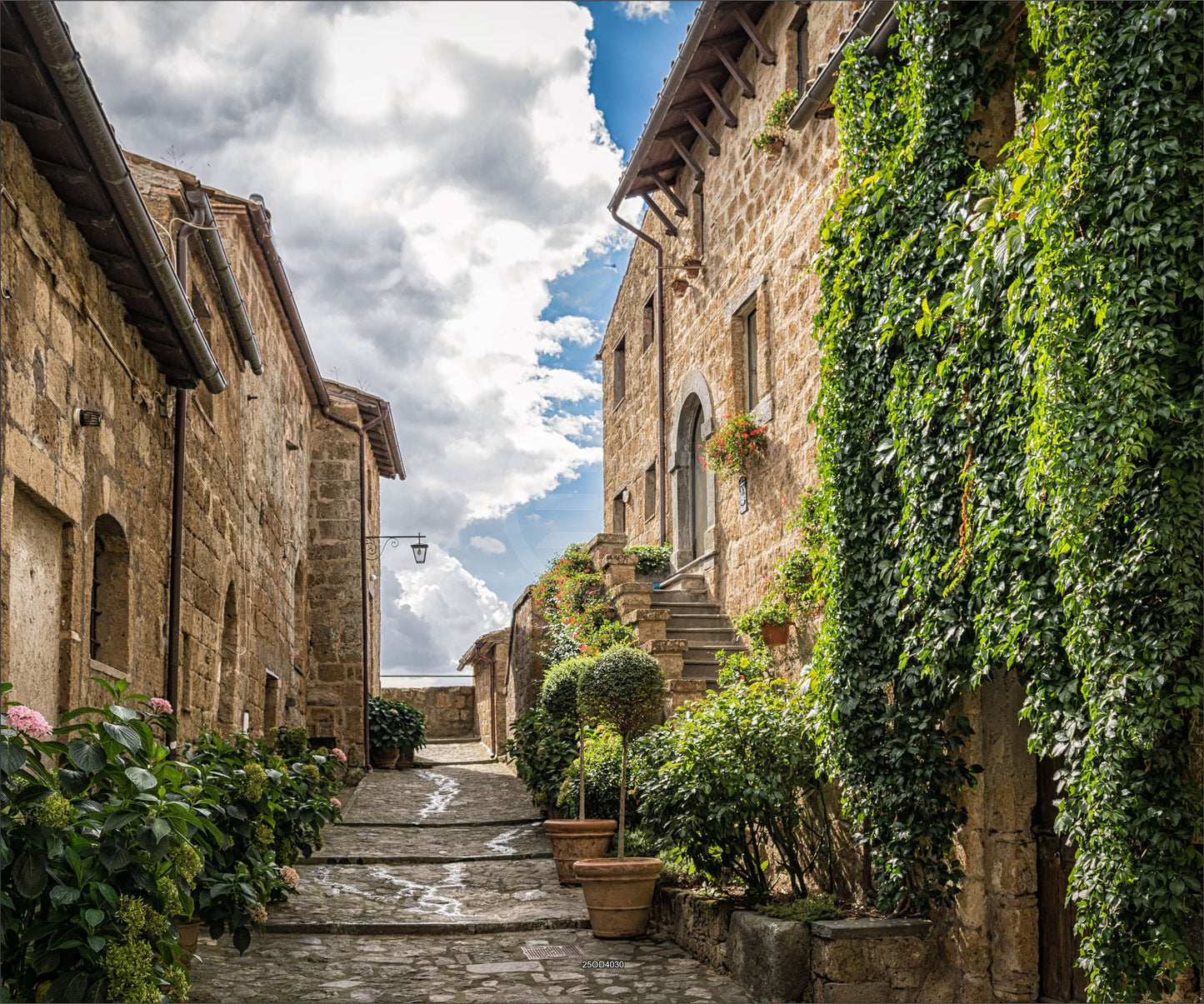 Outdoor Bild Banner Außen Gartenposter wetterfest 300x250cm Mediterran Gasse Natur
