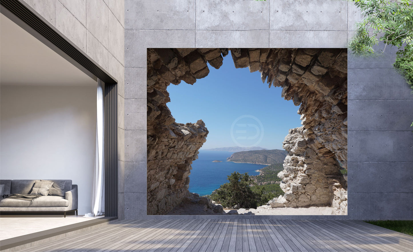 Outdoor Bild Banner Gartenposter Außen wetterfest XXL 300x250 Landschaft Fels Meer