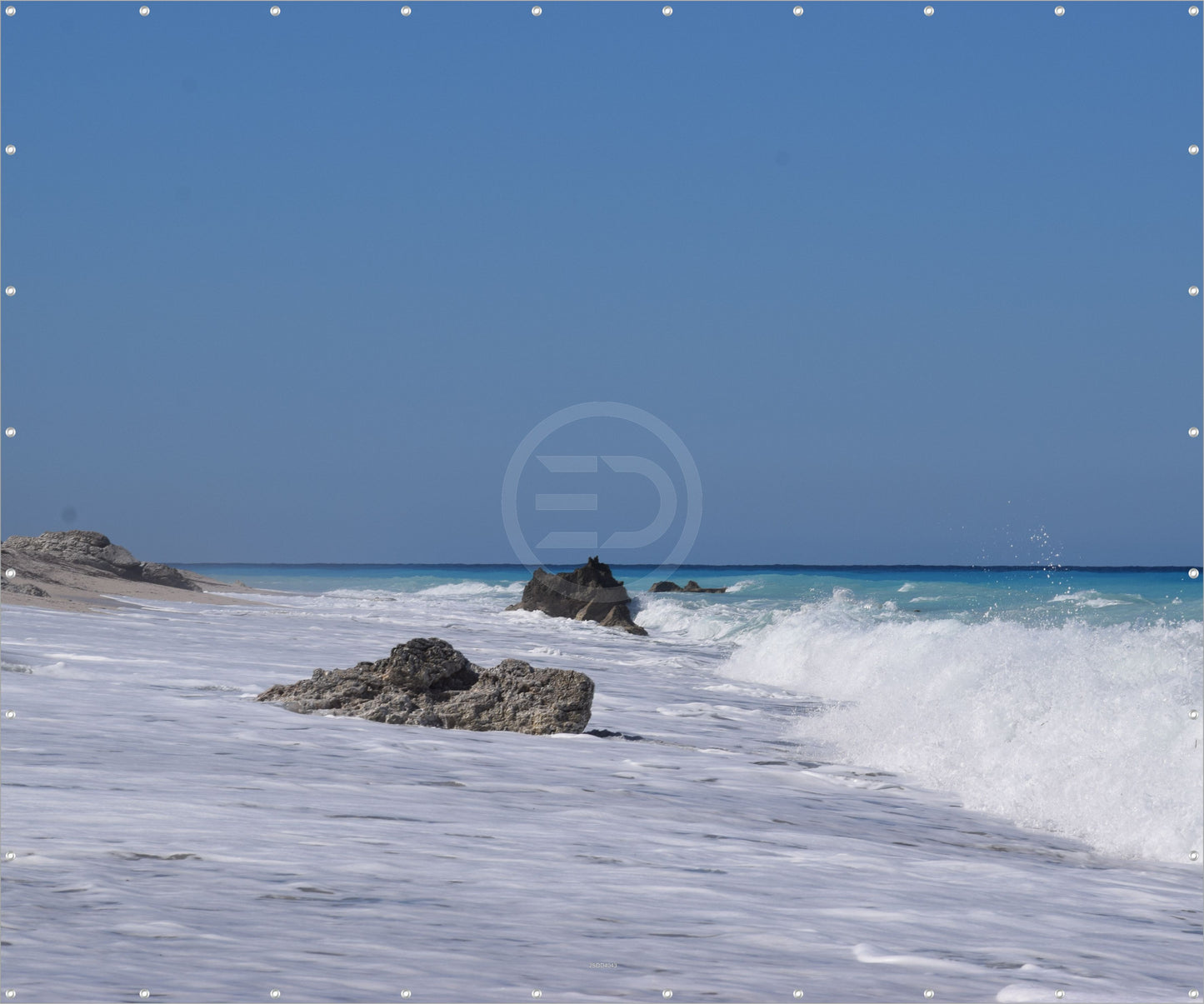 Outdoor Bild Banner Gartenposter Außen wetterfest XXL 300x250 Brandung Felsen Meer