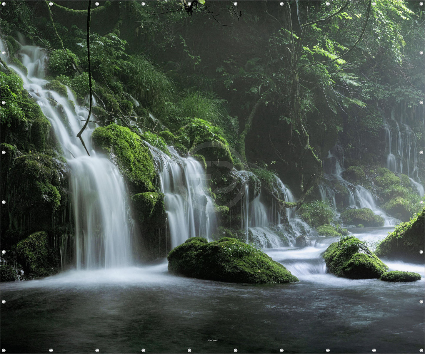 Outdoor Bild Banner Gartenposter Außen wetterfest XXL 300x250 Wasserfall Wald Natur
