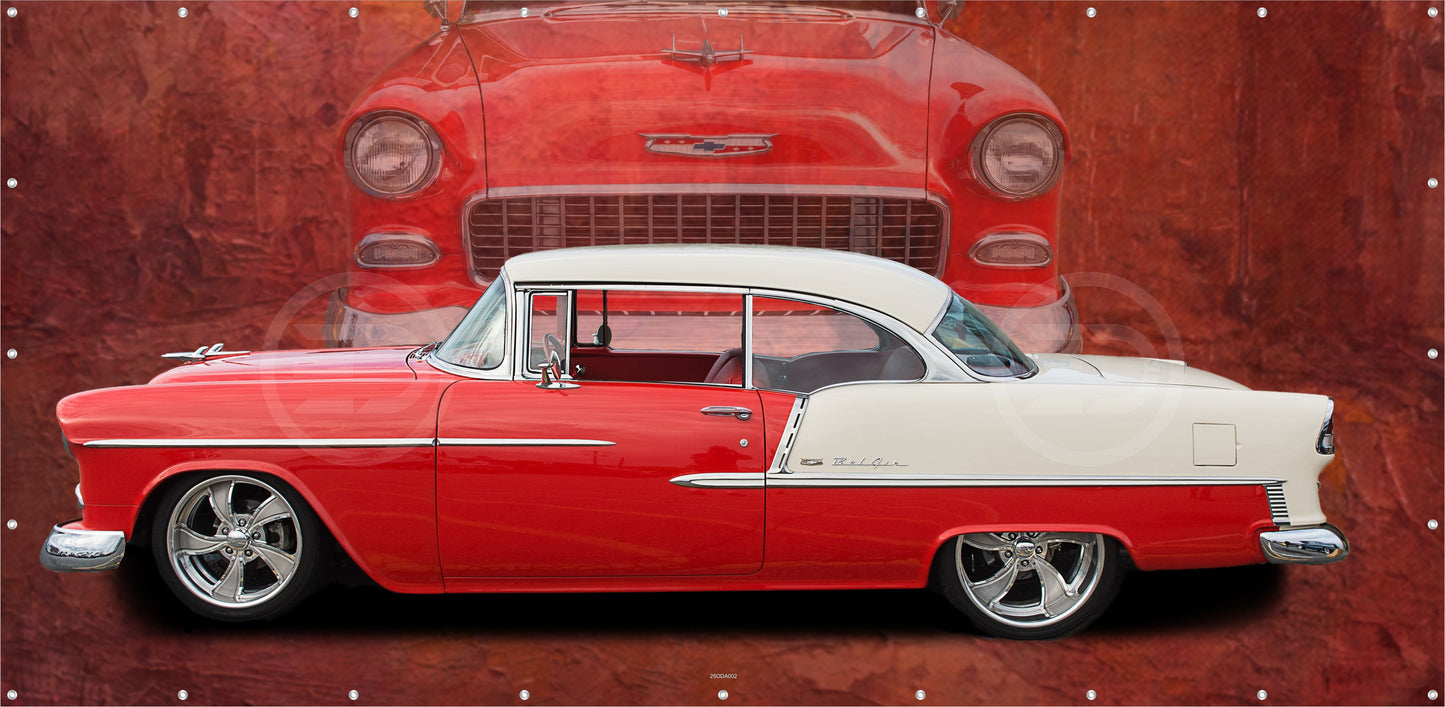 OUTDOOR BILD BANNER GARTENPOSTER AUSSEN WETTERFEST 370x180 AUTO US CAR ROT