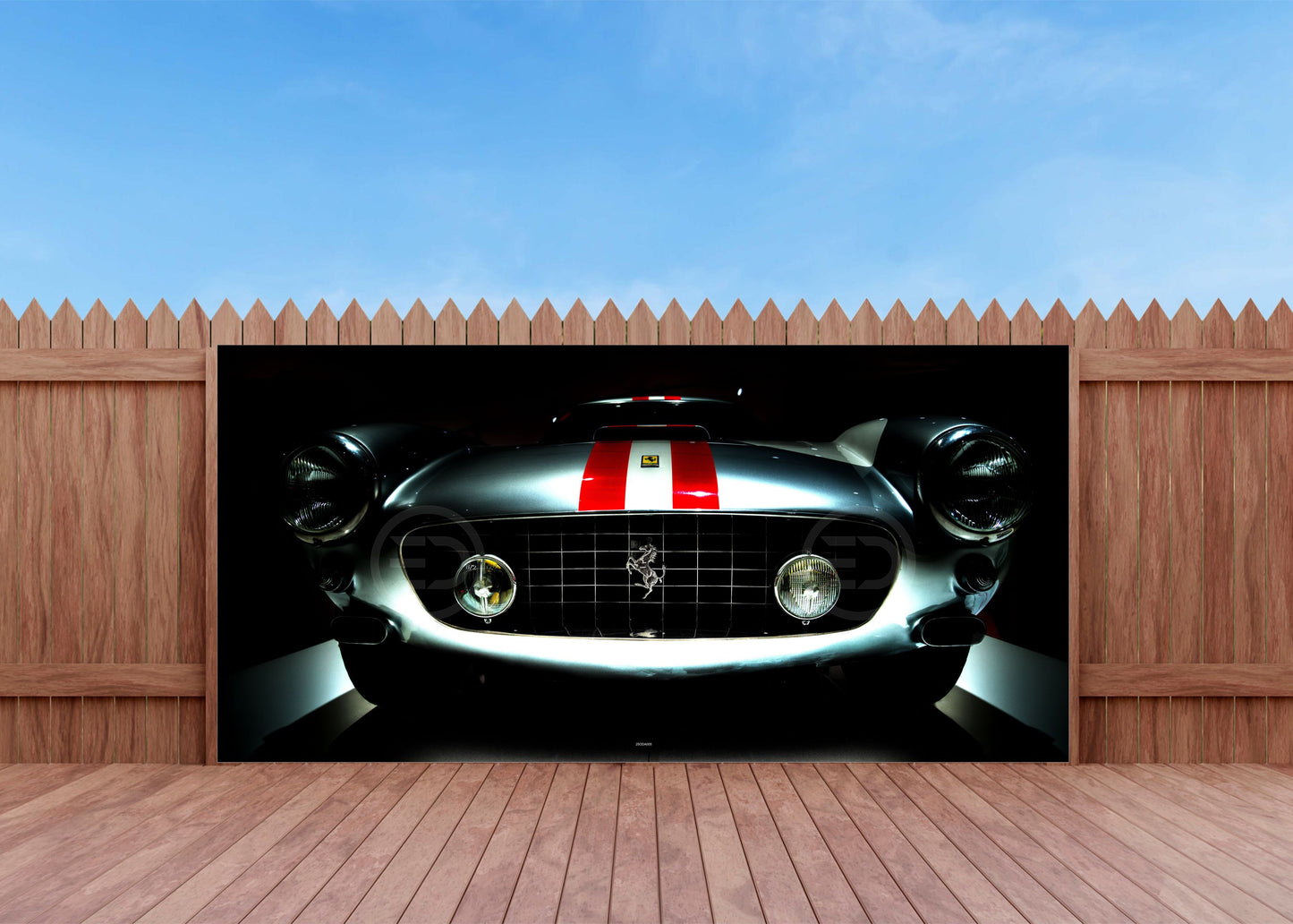 OUTDOOR BILD BANNER GARTENPOSTER AUSSEN WETTERFEST 370x180 AUTO FERARI FRONT