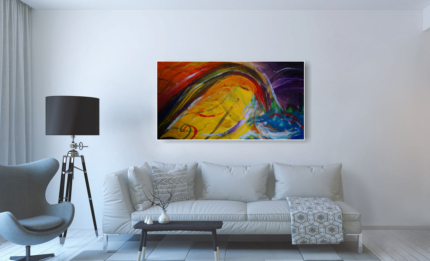 WANDBILDER XXL ALURAHMEN ABSTRAKTE BILDER WOHNZIMMER 80x150 BUNTE MALEREI