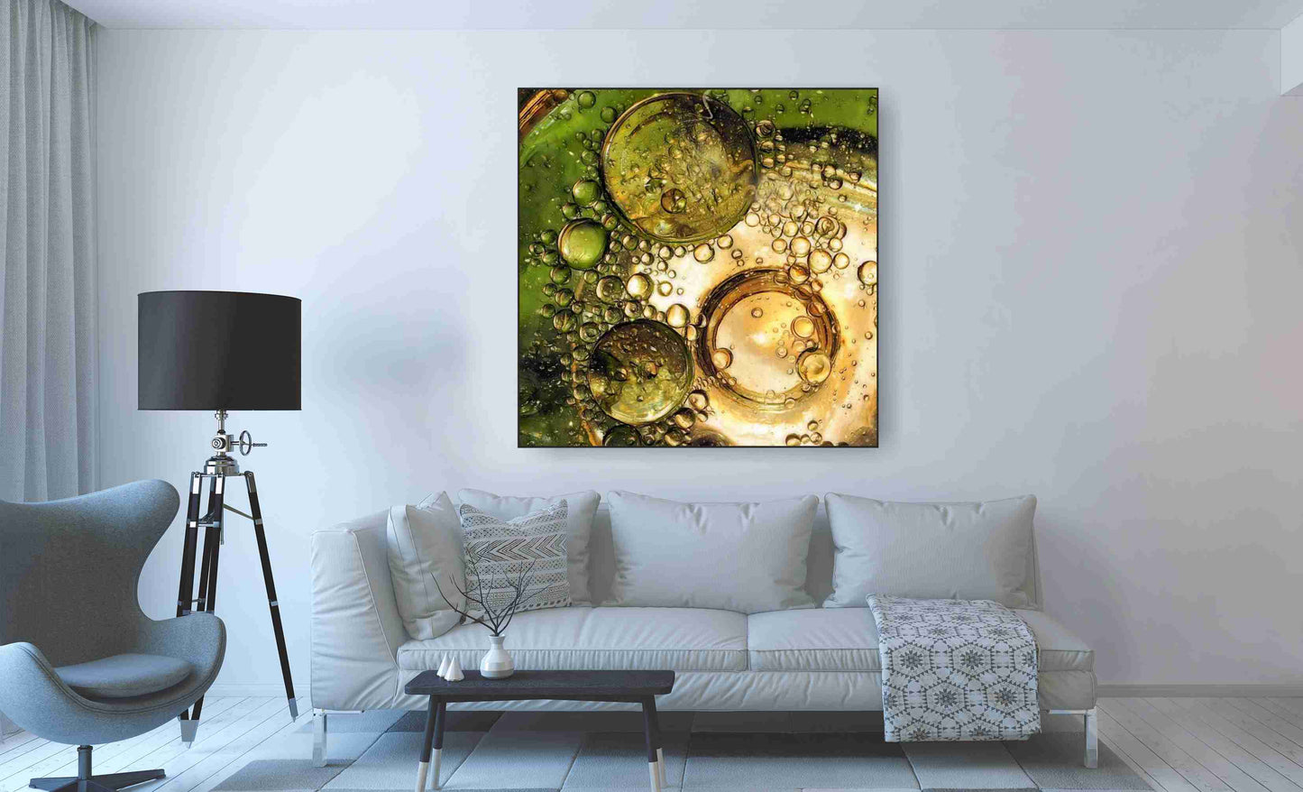 WANDBILD ALURAHMEN XXL NATUR BILDER WOHNZIMMER 120x120 TROPFEN BUBBELS