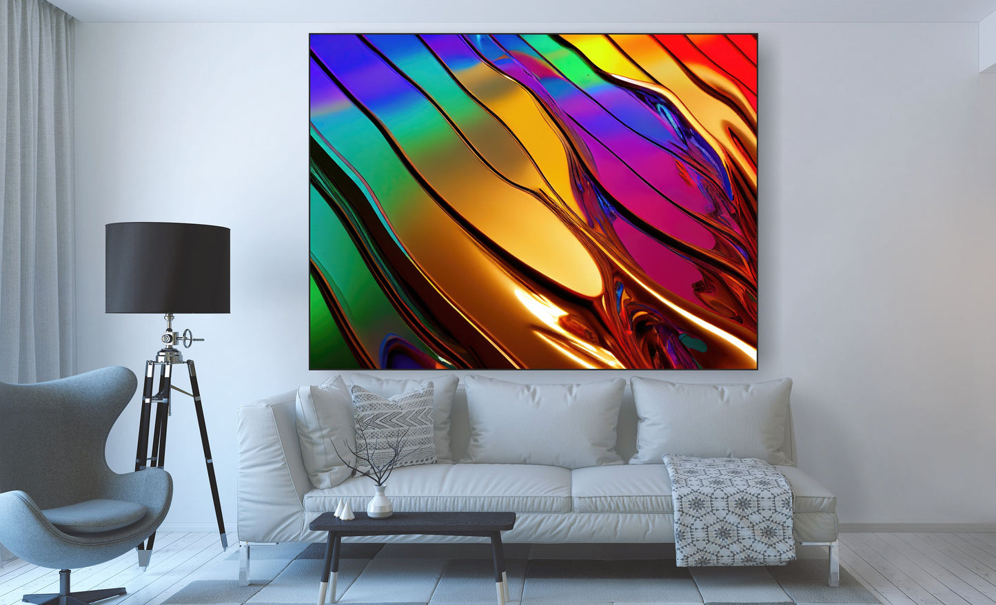 WANDBILD ALURAHMEN XXL 200x150 ABSTRAKTE KUNST WOHNZIMMER FARBEN MODERN